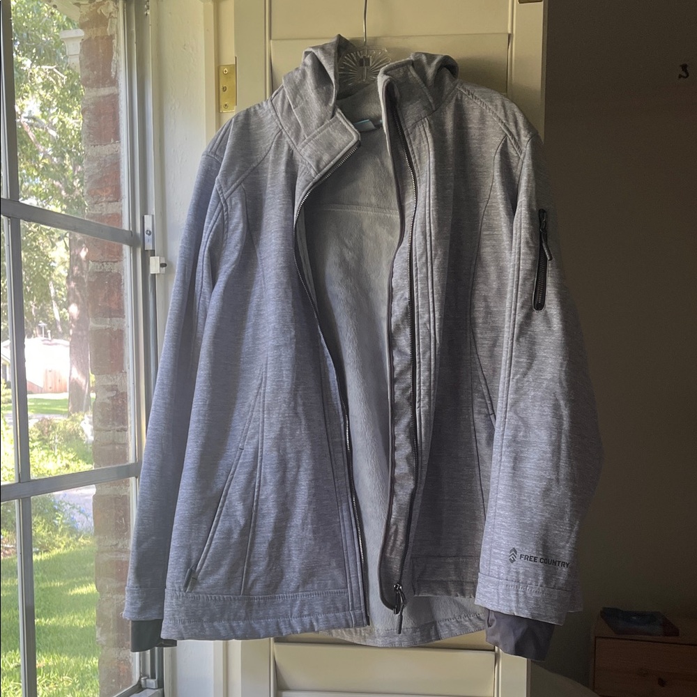 4/$25 SALE Free Country Unisex Gray Fleece Lined Hooded Performance Jacket 1X